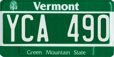 VT license plate YCA490