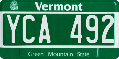 VT license plate YCA492