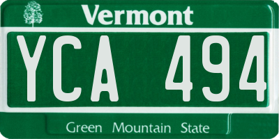 VT license plate YCA494
