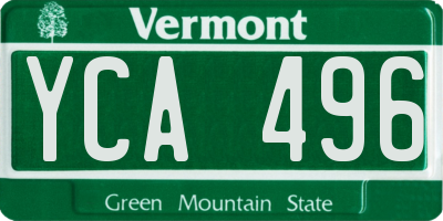 VT license plate YCA496