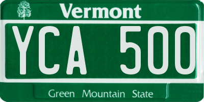 VT license plate YCA500