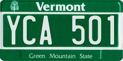 VT license plate YCA501