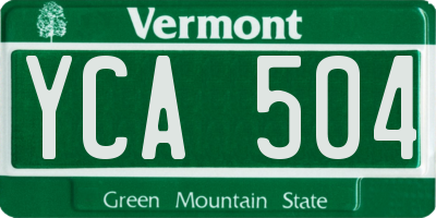VT license plate YCA504