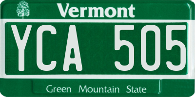 VT license plate YCA505