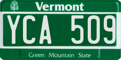 VT license plate YCA509