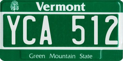 VT license plate YCA512