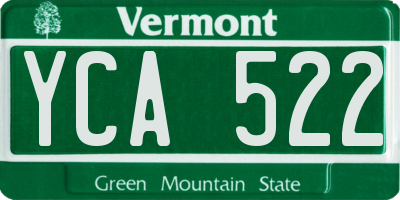 VT license plate YCA522