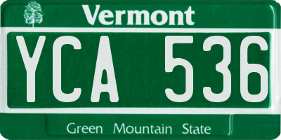 VT license plate YCA536