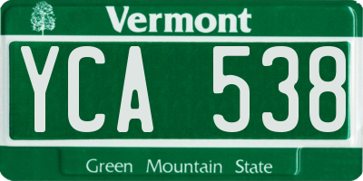 VT license plate YCA538