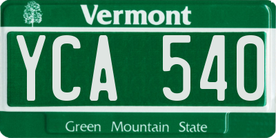 VT license plate YCA540