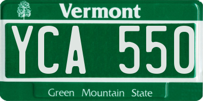 VT license plate YCA550