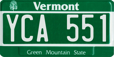 VT license plate YCA551