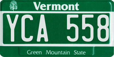 VT license plate YCA558