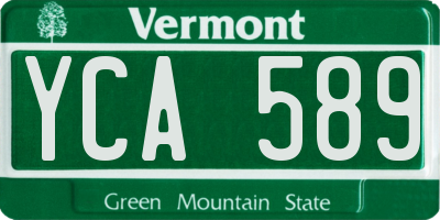 VT license plate YCA589