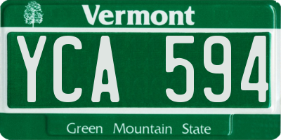 VT license plate YCA594