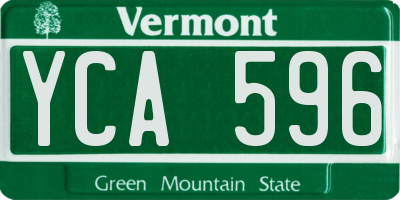 VT license plate YCA596