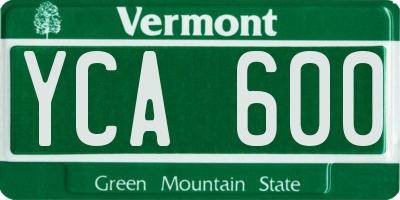 VT license plate YCA600