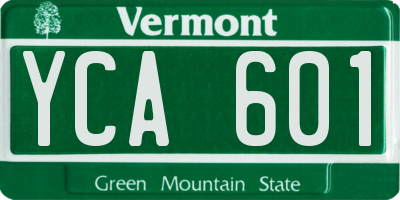 VT license plate YCA601