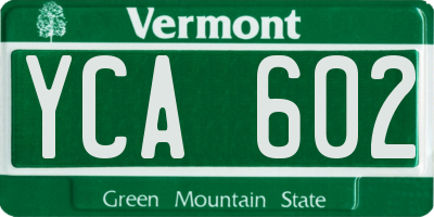 VT license plate YCA602