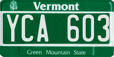 VT license plate YCA603