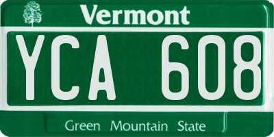 VT license plate YCA608