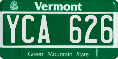 VT license plate YCA626