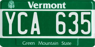 VT license plate YCA635