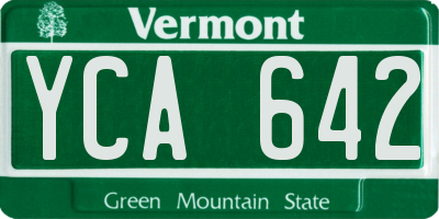 VT license plate YCA642
