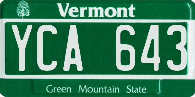 VT license plate YCA643