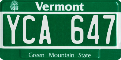 VT license plate YCA647