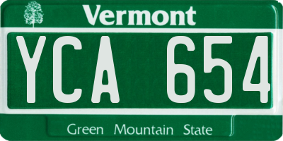VT license plate YCA654