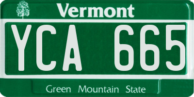VT license plate YCA665