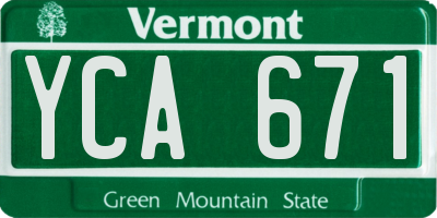 VT license plate YCA671