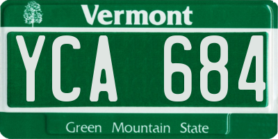 VT license plate YCA684