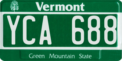 VT license plate YCA688