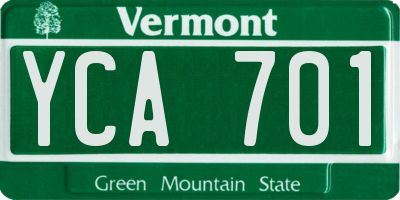 VT license plate YCA701