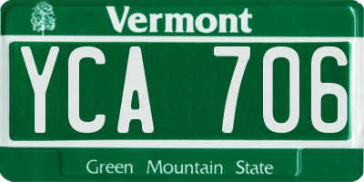 VT license plate YCA706