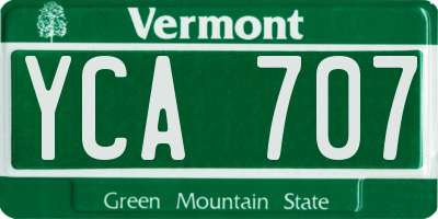 VT license plate YCA707
