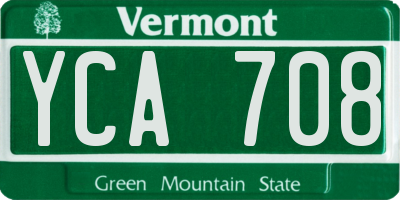 VT license plate YCA708