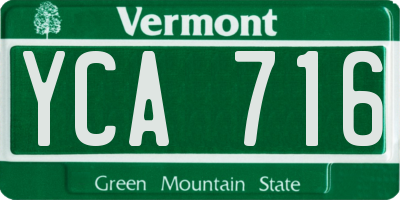VT license plate YCA716