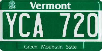 VT license plate YCA720
