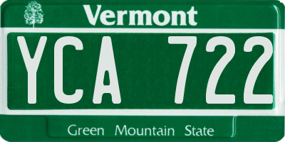 VT license plate YCA722