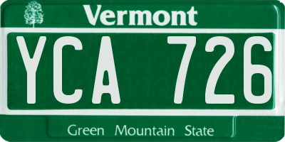VT license plate YCA726