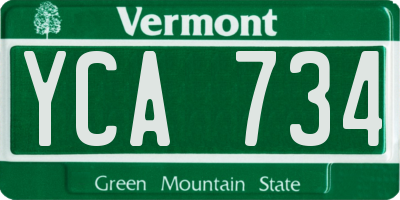 VT license plate YCA734