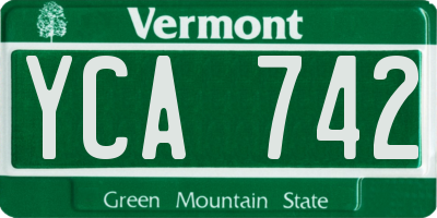 VT license plate YCA742