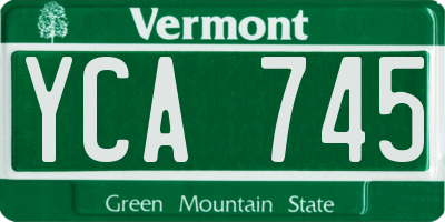 VT license plate YCA745