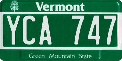VT license plate YCA747