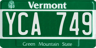 VT license plate YCA749