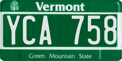 VT license plate YCA758