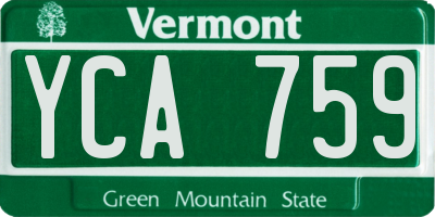 VT license plate YCA759